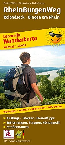 RheinBurgenWeg, Rolandseck - Bingen am Rhein: Leporello Wanderkarte mit Ausflugszielen, Einkehr- & Freizeittipps, wetterfest, reißfest, abwischbar, GPS-genau. 1:25000 (Leporello Wanderkarte: LEP-WK) von Publicpress