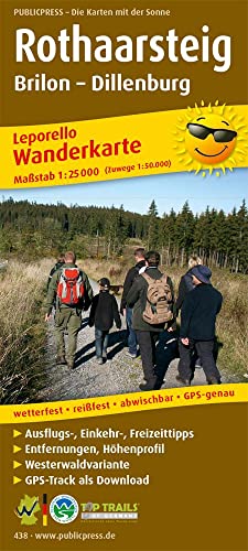 Rothaarsteig, Brilon - Dillenburg: Leporello Wanderkarte mit Ausflugszielen, Einkehr- & Freizeittipps und Zugangswegen, GPS-genau. 1:25000 (Leporello Wanderkarte: LEP-WK)