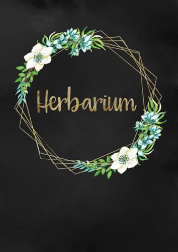 Herbarium: Großzügiges Format zur Pflanzenaufbewahrung | mit vorgefertigten Etiketten zur Pflanzenbestimmung | ausreichend Platz für getrocknete Blüten und Blätter | Motiv: Geometrischer Blumenrahmen