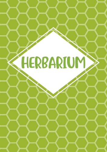 Herbarium: Herbarium zur Pflanzenaufbewahrung | mit vorgefertigten Etiketten zur Pflanzenbestimmung | ausreichend Platz für getrocknete Blüten und Blätter | Motiv: Geometrisch Grün