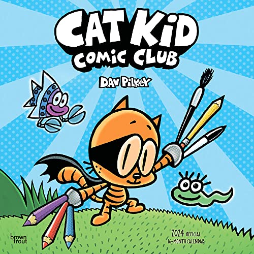 Cat Kid Comic Club | 2024 12 x 24 Inch Monthly Square Wall Calendar | BrownTrout | Graphic Novel Family Children
