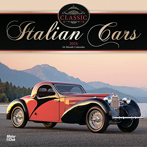Classic Italian Cars OFFICIAL | 2024 12 x 24 Inch Monthly Square Wall Calendar | Motor Club | Automotive Maserati Fiat Ferrari