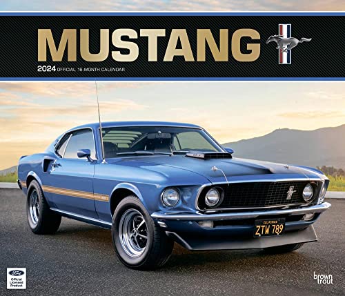 Mustang OFFICIAL | 2024 14 x 24 Inch Monthly Deluxe Wall Calendar | Foil Stamped Cover | BrownTrout | Ford Motor Muscle Car