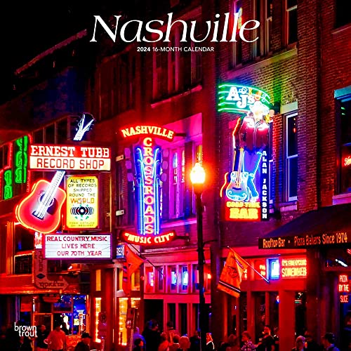 Nashville | 2024 12 x 24 Inch Monthly Square Wall Calendar | BrownTrout | Travel American Cities Tennessee