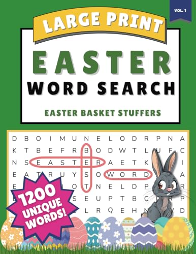 Easter Basket Stuffers: Easter Word Search Large Print: 1200 Unique Words, Easter Activity Puzzle Book for Kids, Teens, and Adults Perfect for Endless Hours of Fun von MMP