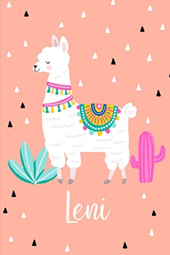 Leni: Personalisiertes Design Notizbuch Alpaka Lama 120 linierte Seiten ( ca.DIN A5 ) , perfekte Geschenkidee - für die Schule,Weihnachten Notizbuch mit Name