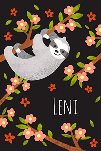 Leni: Personalisiertes Design Notizbuch Faultier Sloth 120 linierte Seiten ( ca.DIN A5 ) , perfekte Geschenkidee - für die Schule,Weihnachten Notizbuch mit Name von Independently published