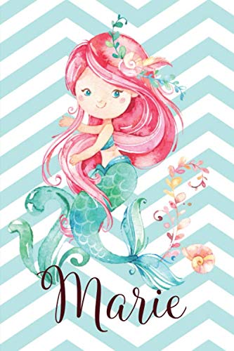 Marie: Personalisiertes Design Notizbuch Meerjungfrau 120 linierte Seiten ( ca.DIN A5 ) , perfekte Geschenkidee - für die Schule, mermaid
