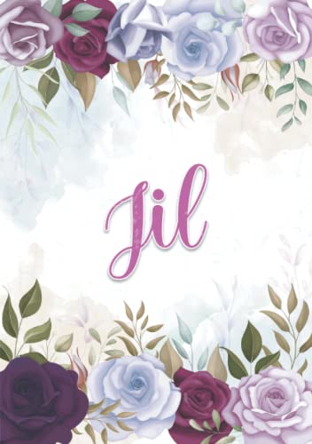 Jil: Notizbuch A5 | Personalisierter vorname Jil | Geburtstagsgeschenk für Frau, Mutter, Schwester, Tochter | Design: Blumendekoration | 120 Seiten liniert, Kleinformat A5 (14,8 x 21 cm)