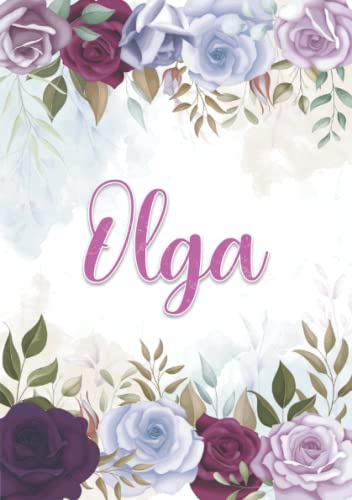 Olga: Notizbuch A5 | Personalisierter vorname Olga | Geburtstagsgeschenk für Frau, Mutter, Schwester, Tochter | Design: Blumendekoration | 120 Seiten liniert, Kleinformat A5 (14,8 x 21 cm)