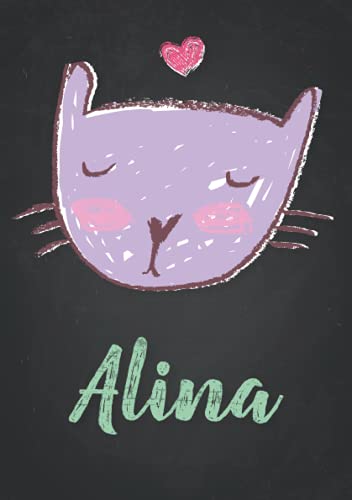 Alina: Carnet de notes A5 | Prénom personnalisé Alina | Cadeau d'anniversaire pour fille, femme, maman, copine, sœur | Dessin de chat mignon | 120 pages lignée, Petit Format A5 (14.8 x 21 cm) von Independently published