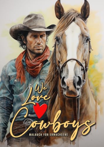 We love Cowboys Malbuch für Erwachsene: Cowboy Malbuch für Erwachsene | Pferde Graustufen Malbuch Erwachsene | Cowboys mit Pferden, Bullen, am ... A4| 50 P (Cowboy Coloring Books, Band 1)
