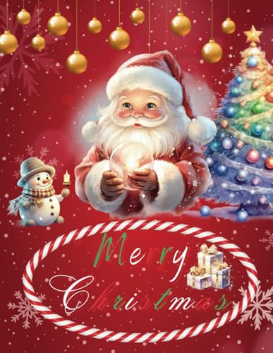 Merry Christmas: Perfect Holiday Red X-mas Big Santa Claus Themed Cover with Christmas activity and coloring book for kids including activities write ... and color & let’s count, Gift idea for kids