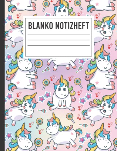 Unicorn Blank Notizbuch: 120 Seiten A4 Format weich kawaii Unicorn Blank Skizzenbuch, Zeichenbuch, leeres Tagebuch, leeres Buch