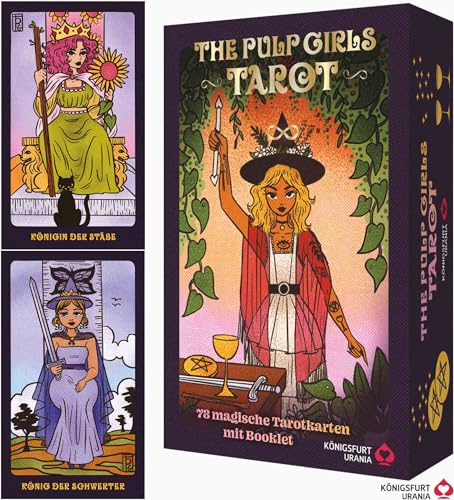 The Pulp Girls Tarot - Connecte dich mit deiner Intuition: 78 Tarotkarten und 96-seitiges Buch, Klappdeckelschachtel mit Goldprägung und Hebeband von Königsfurt-Urania