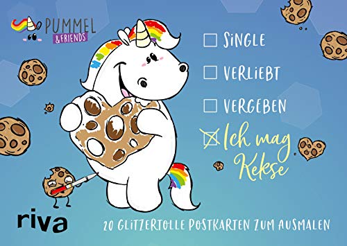 Single – Verliebt – Vergeben – Ich mag Kekse: 20 glitzertolle Postkarten zum Ausmalen