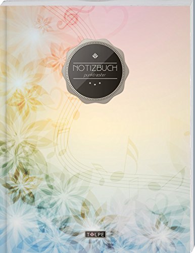 TULPE Punktraster Notizbuch A4 „C016 Pastell Blumen“ (140+ Seiten, Vintage Softcover, Punktkariertes Papier - Bullet Journal, Dickes Notizheft, ... Gepunktete Seiten, Dot Grid Notebook)