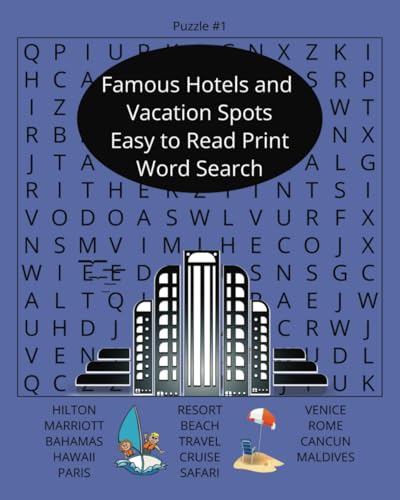 Easy to Read Print Famous Hotels and Vacation Spots: Word Search von Independently published