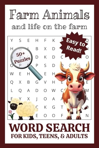 Farm Animal Word Search Puzzle Book: Word searches with easy to read print about farm animals, life on the farm, & farming | 6 x 9 inches, 110 pages | ... times, kids, farm & animal lovers, and more Farm Animal Word Search Puzzle Book: Word searches with easy to read print about farm animals, life on the farm, & farming | 6 x 9 inches, 110 pages | ... times, kids, farm & animal lovers, and more von Independently published