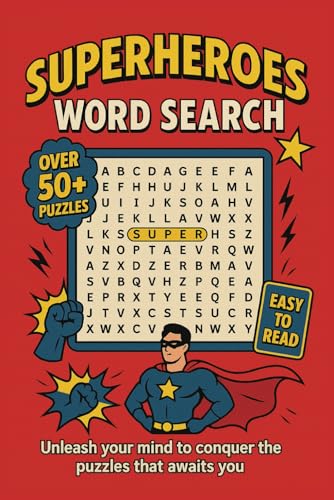 Super Hero Word Search Puzzle Book: Word Search with Easy to Read Print about Superheroes, Comic Characters and More | 6x9 inches, 110 pages | 50+ Puzzles ... Gift for Super Hero and Comic fans Super Hero Word Search Puzzle Book: Word Search with Easy to Read Print about Superheroes, Comic Characters and More | 6x9 inches, 110 pages | 50+ Puzzles ... Gift for Super Hero and Comic fans von Independently published