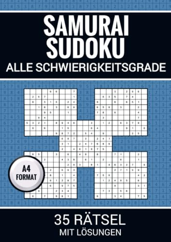 Samurai Sudoku - 35 Rätsel mit Lösungen: Rätselbuch mit 35 Samurai-Sudokus (175 überlappende Sudokus) für Erwachsene von Bookmundo