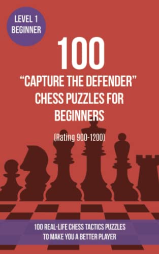 100 “Capture the Defender” Chess Puzzles for Beginners (Rating 900-1200): 100 real-life chess tactics puzzles for beginners to make you a better player