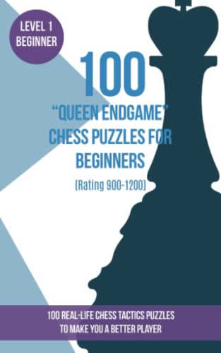 100 “Queen Endgame” Chess Puzzles for Beginners (Rating 900-1200): 100 real-life chess tactics puzzles for beginners to make you a better player von www.chess-books.co.uk