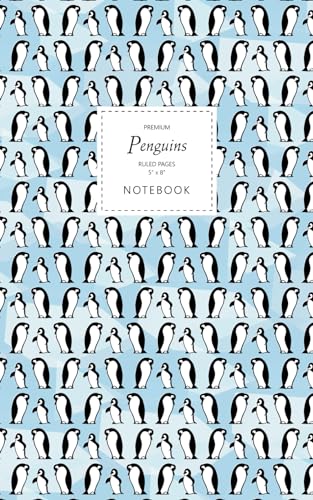 Penguins Notebook - Ruled Pages - 5x8 - Premium (Ice Blue) von Quick Witted Coconut
