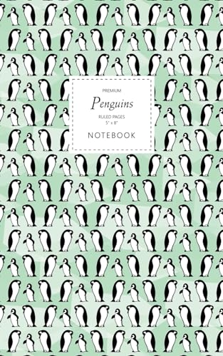 Penguins Notebook - Ruled Pages - 5x8 - Premium (Spring Green) von Quick Witted Coconut