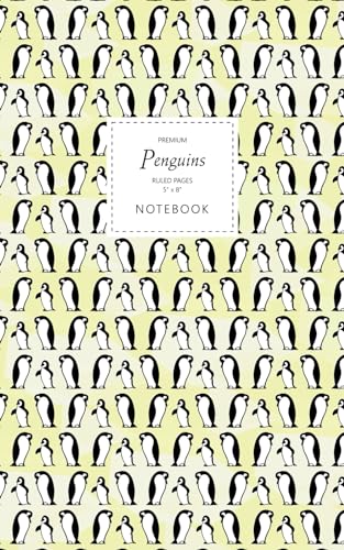Penguins Notebook - Ruled Pages - 5x8 - Premium (Yellow) von Quick Witted Coconut