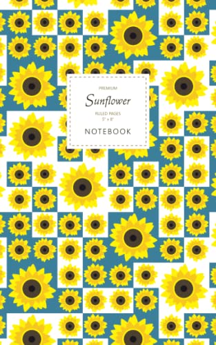 Sunflower Notebook - Ruled Pages - 5x8 Notizbuch - Premium (Blue)