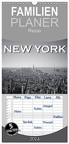 Familienplaner 2024 - New York in schwarz weiss mit 5 Spalten (Wandkalender, 21 cm x 45 cm) CALVENDO