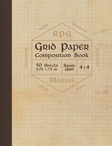 RPG Grid Paper Composition Book: Blank Quad Ruled Graph Paper for Role Playing Games (50 sheets, thick 60 lb cream paper, 1/4 inch squares, 9.75 x 7.5)