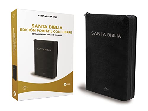 RVR60, Santa Biblia, Letra grande, Edición portátil, Leathersoft, Negro, Palabras de Jesús en Rojo, con cierre
