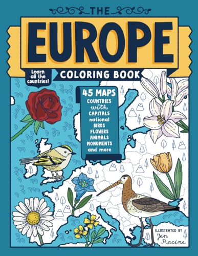 The Europe Coloring Book: 45 Maps with Capitals and National Symbols