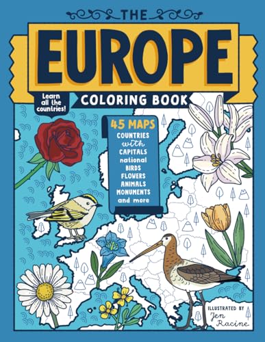 The Europe Coloring Book: 45 Maps with Capitals and National Symbols