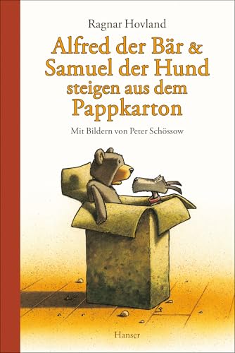 Alfred der Bär und Samuel der Hund steigen aus dem Pappkarton von Hanser, Carl GmbH + Co.