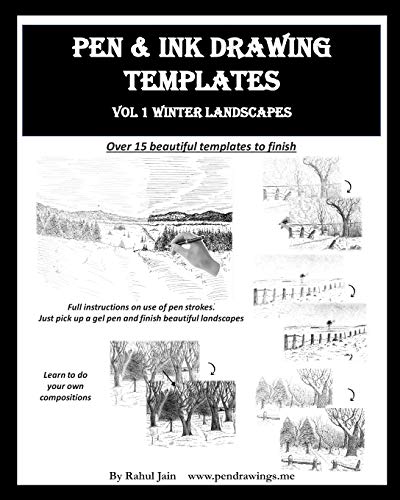 Pen and Ink Drawing Templates: vol. 1 Winter Landscapes von Independently Published