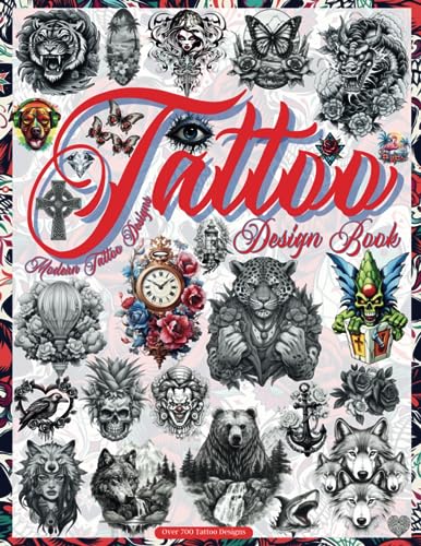Tattoo Design Book: Over 700 Black & Grey Authentic Designs for Tattoo Artists, Professionals, and Amateurs. Original, Modern Tattoo Designs for Ink ... Interior. Vol. 4 (Books for Adults, Band 9) von Independently published