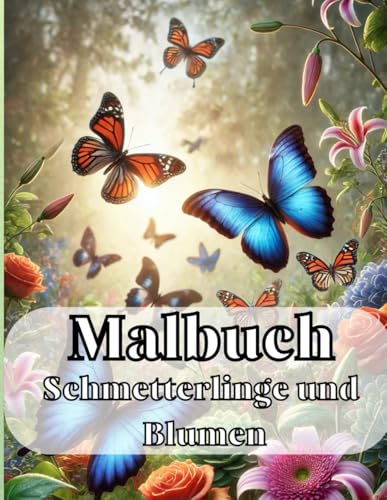 Schmetterlinge und Blumen Malbuch: 60 Großformatige Designs für Teenager & Erwachsene ab 12 Jahren – Entspannung & Kreativität – Hochwertiges Papier – Perfekt zum Stressabbau von Independently published