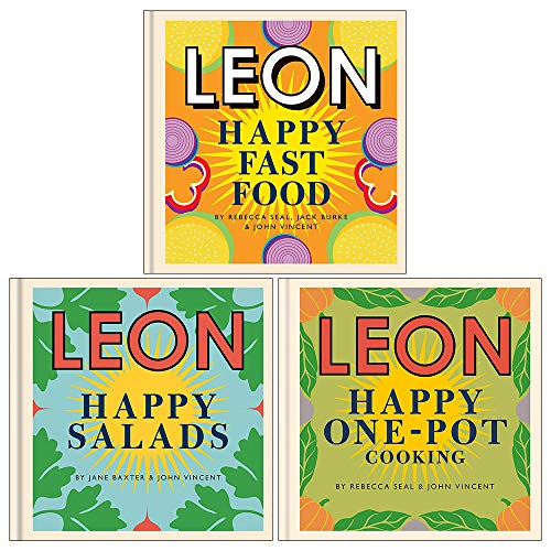 Leon Happy Fast Food, Happy Salads, Happy One-pot Cooking 3 Books Collection Set