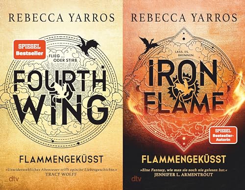 Rebecca Yarros - Flammengeküsst Band 1 + 2 - Fourth Wing + Iron Flame im Set Plus 3 extra Lesezeichen [Hardcover] Rebecca Yarros