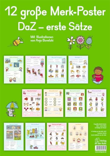 12 große Merk-Poster DaZ – erste Sätze von Verlag An Der Ruhr