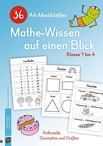 36 A4-Merkblätter Mathe-Wissen auf einen Blick – Klasse 1 bis 4: Arithmetik, Geometrie und Größen von Verlag An Der Ruhr