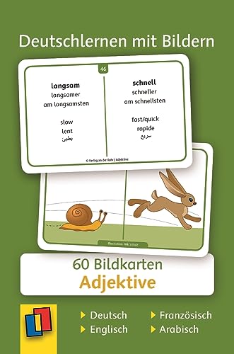 Adjektive: 60 Bildkarten auf Deutsch, Englisch, Französisch und Arabisch (Deutschlernen mit Bildern) Adjektive: 60 Bildkarten auf Deutsch, Englisch, Französisch und Arabisch (Deutschlernen mit Bildern)