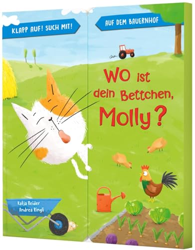 Klapp auf! Such mit!: Wo ist dein Bettchen, Molly?: Bauernhof-Pappebuch mit Aufklappseiten von Esslinger Verlag