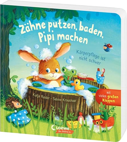 Zähne putzen, baden, Pipi machen - Körperpflege ist nicht schwer: Pappbilderbuch ab 2 Jahren mit großen Klappen zum Spielen und Entdecken Zähne putzen, baden, Pipi machen - Körperpflege ist nicht schwer: Pappbilderbuch ab 2 Jahren mit großen Klappen zum Spielen und Entdecken von Loewe