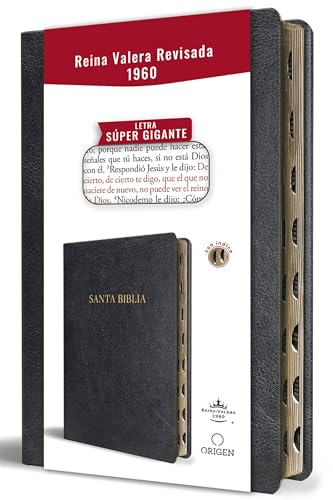 Biblia Reina Valera Revisada 1960 letra súper gigante, símil piel negro con índice / Spanish Bible RVR 1960 Super Giant Print, Black Leathersoft w/ thumb Biblia Reina Valera Revisada 1960 letra súper gigante, símil piel negro con índice / Spanish Bible RVR 1960 Super Giant Print, Black Leathersoft w/ thumb