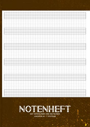 Notenheft mit Notenlinien und Hilfslinien: A4 Für Das Gleichmäßige Schreiben Und Lernen Von Noten - Für Musiker Und Schüler Zum Schreiben Und Lernen ... A4 MIT Hilfslinien (Kästchen Hintergrund) von Independently published