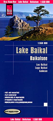 Baikalsee (1:550.000): World Mapping Project. Mit kyrillischer Schrift, Höhenlinien und Höhenschichten-Relief, GPS-tauglich, mit Gradnetz, Klassifiziertes Straßennetz, Ortsindex. Reiß- u. wasserfest